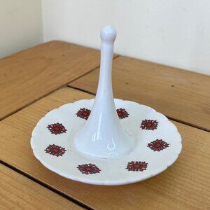 Ukrainian Folk Art Porcelain Ring Holder Vintage Ceramic Made in Canada